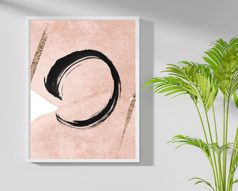 Abstract Boho Art Prints | Blush Pink Black Gold