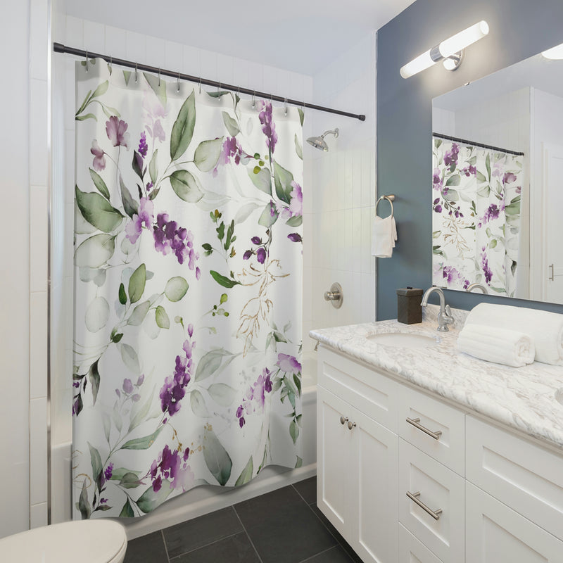 Floral shower curtain | Purple Lavender