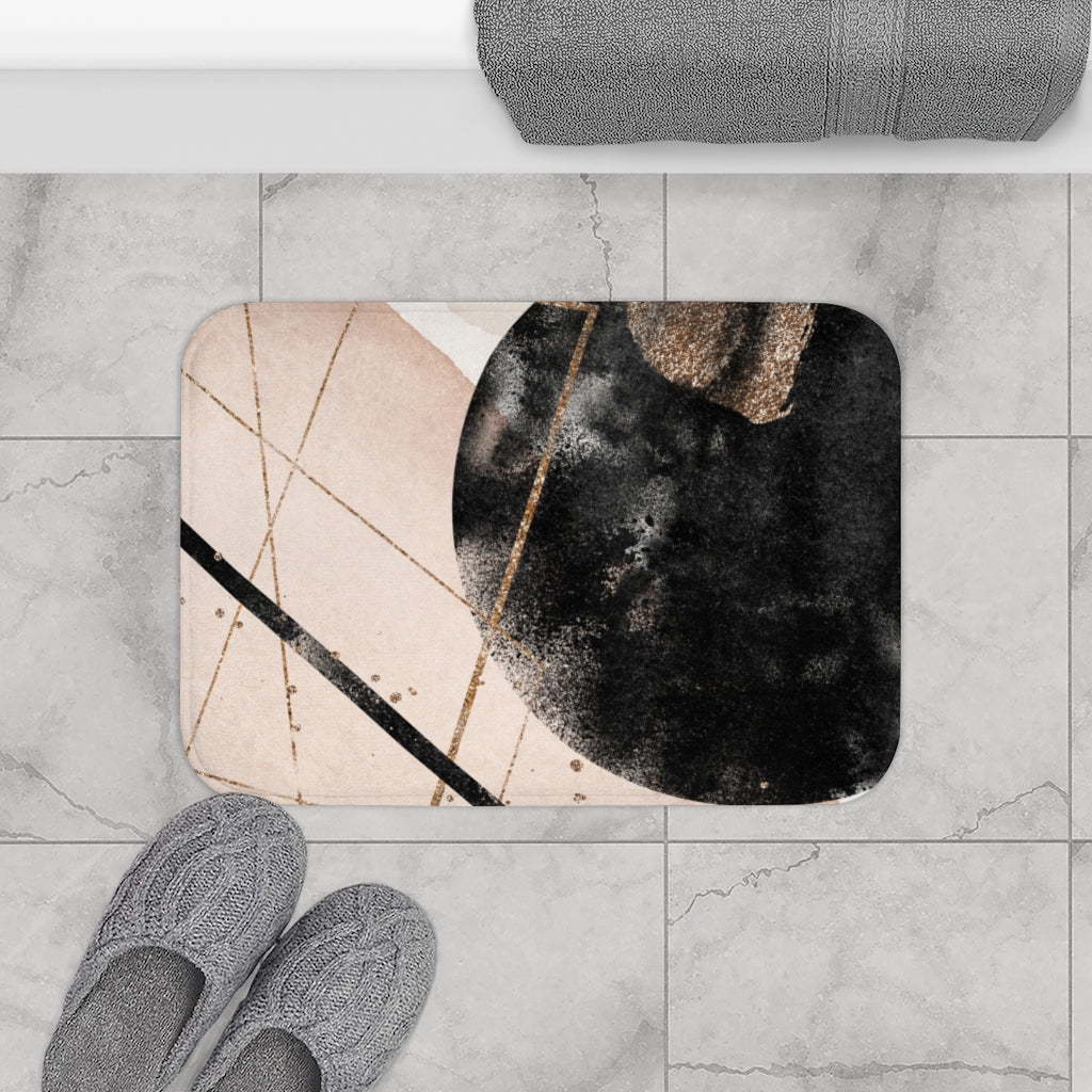 Boho Abstract Bath Mat | Blush Beige Black