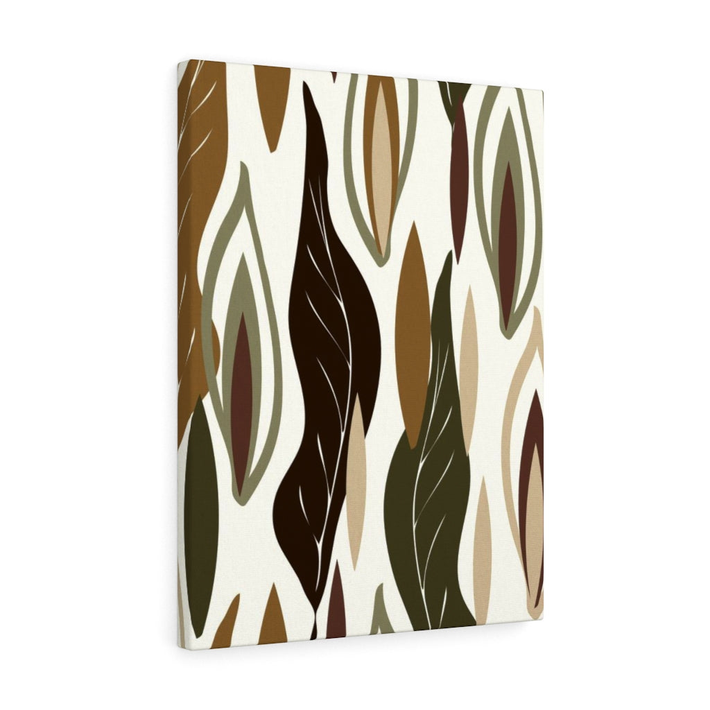 FLORAL CANVAS ART | White Green Brown Leaves