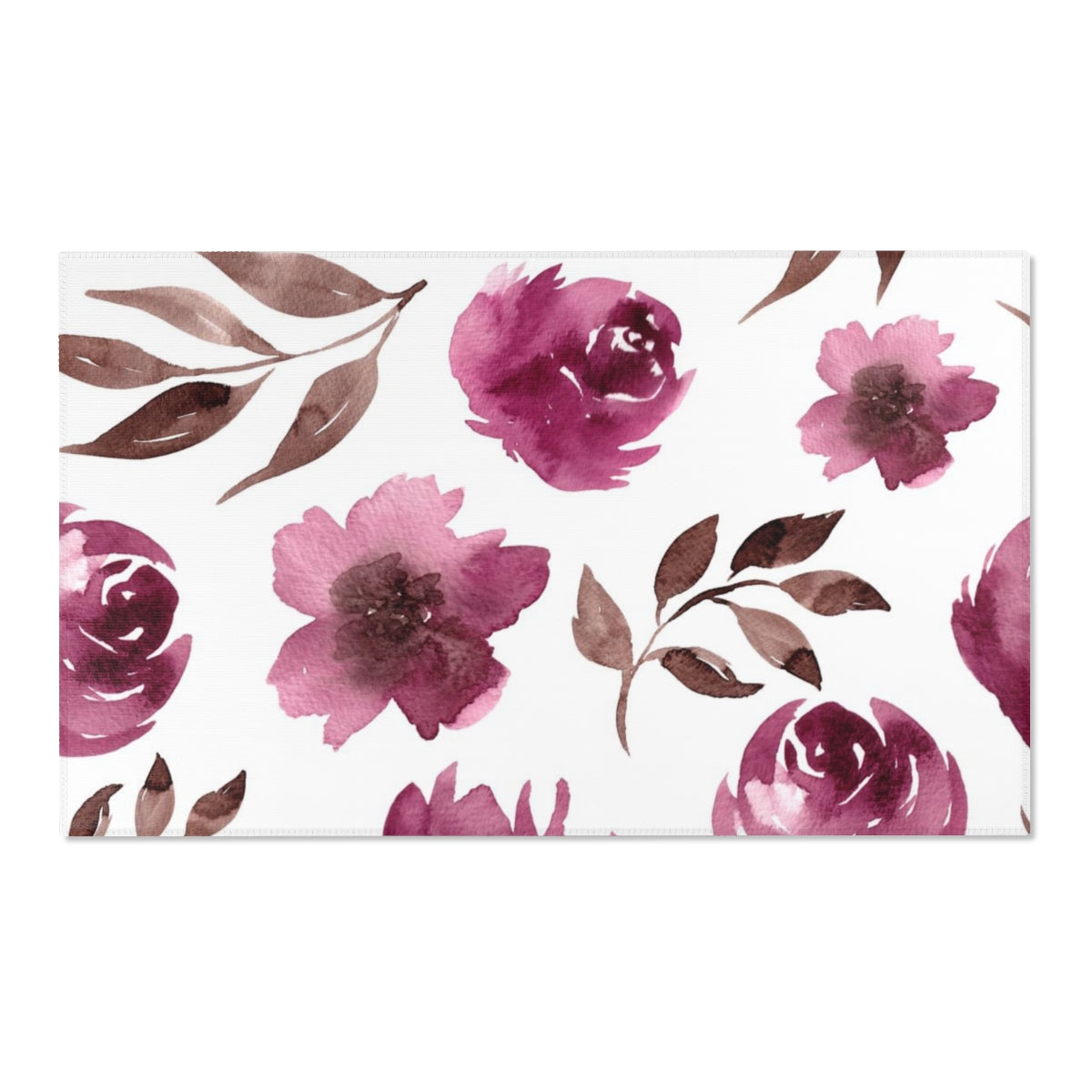 Floral Area Rug | Fuchsia Pink Watercolor Peonies