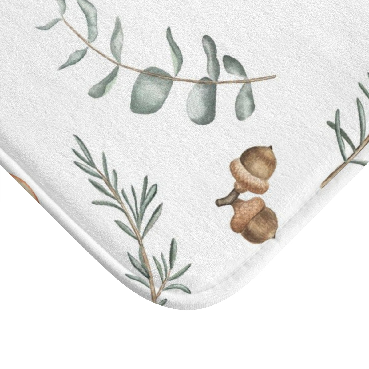 Christmas Bath Mat | White Green Citrus Leaves