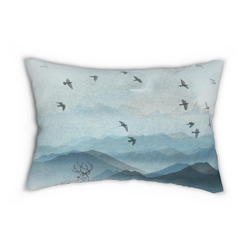 Whimsical Lumbar Pillow | Indigo Blue Black