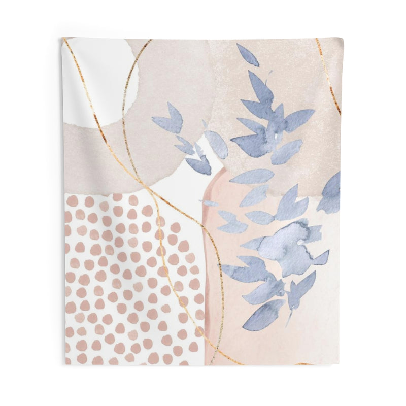 Floral Tapestry | Blush Pink White Blue Leaves