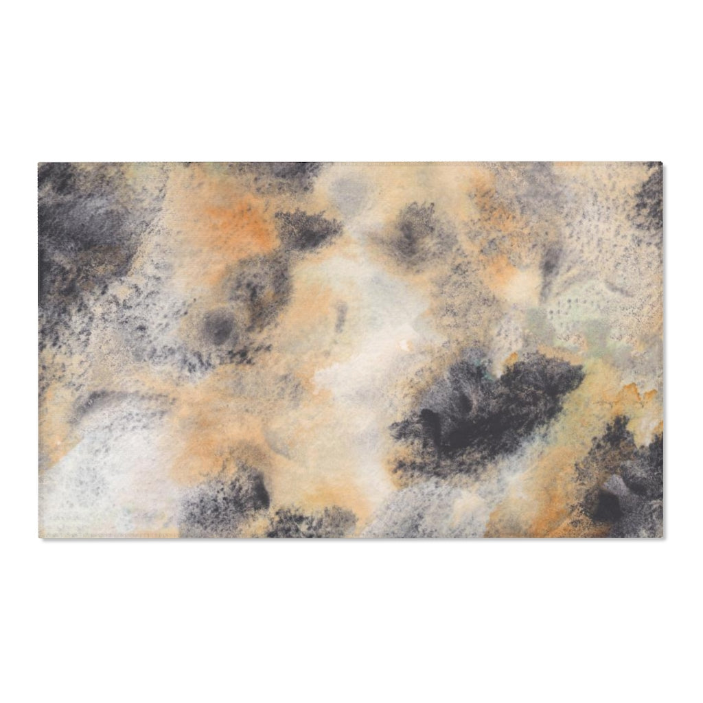 Abstract Area Rug | Black Gray Orange Ombre