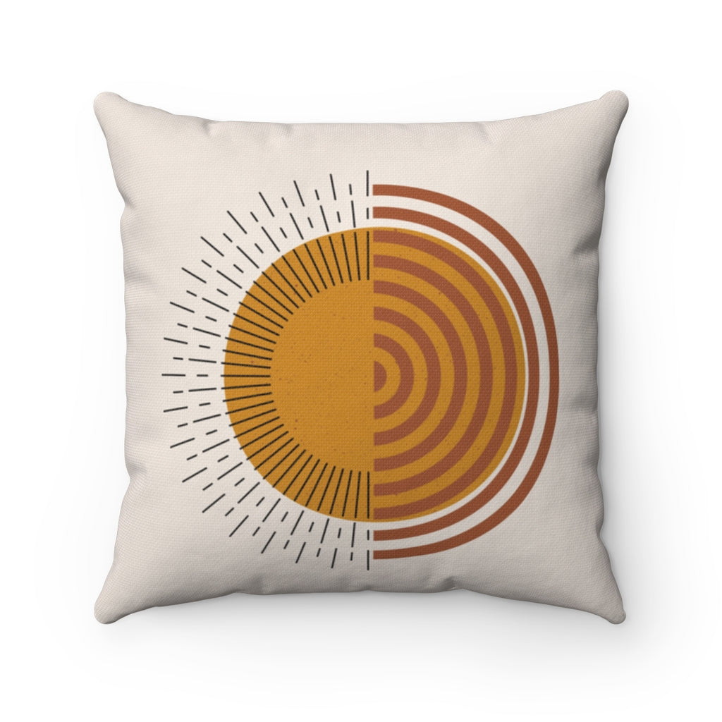 Boho Pillow Cover | Brown Beige Black | One Line Art