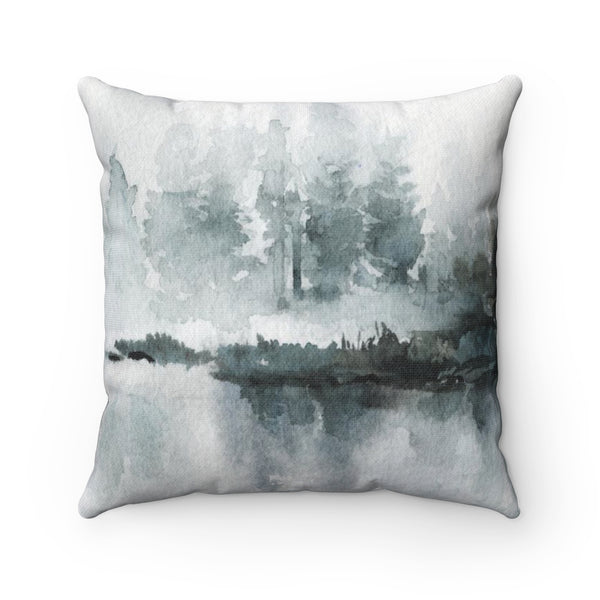 Whimsical Boho Pillow Cover | Grey White Forest Landscape