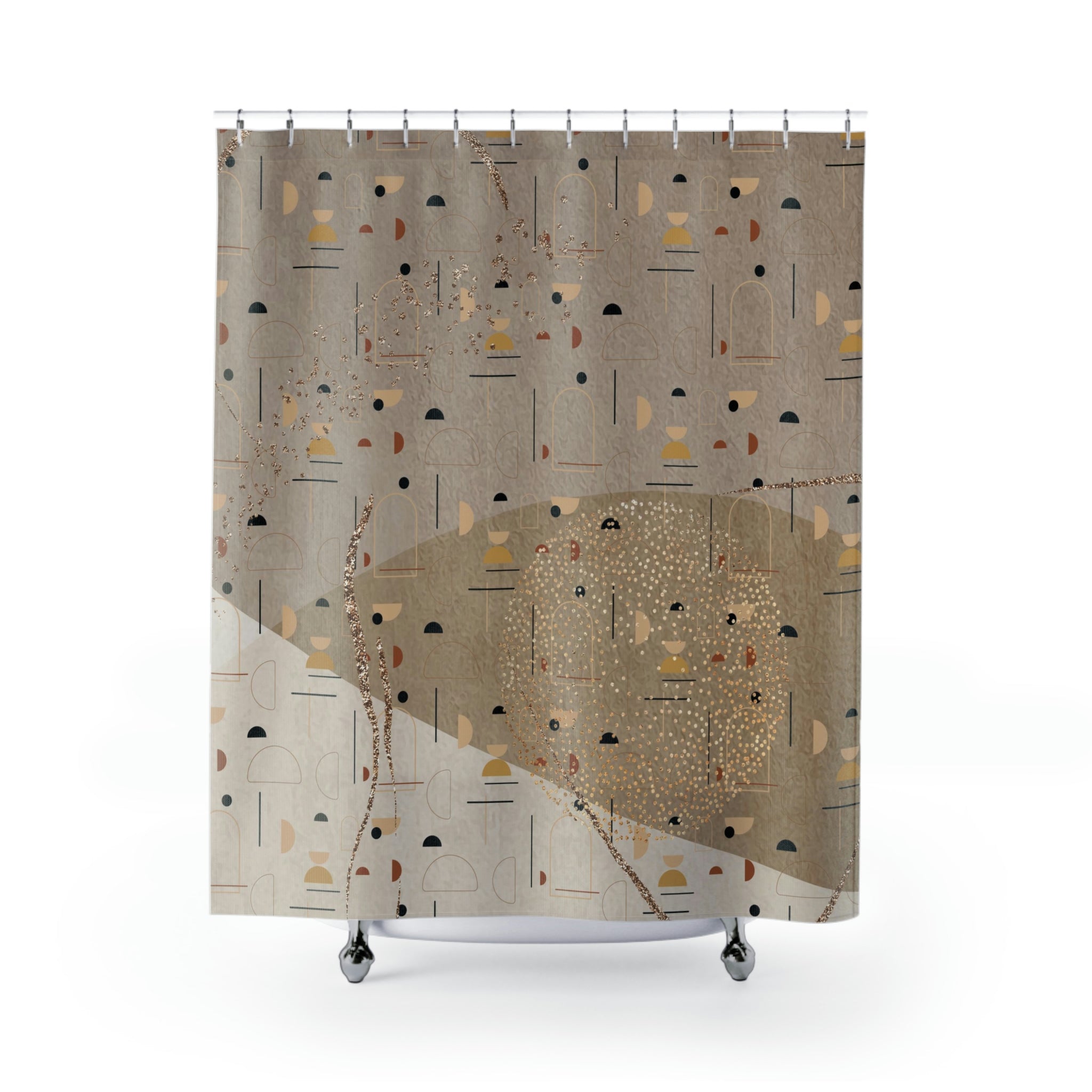 modern boho fabric shower curtain