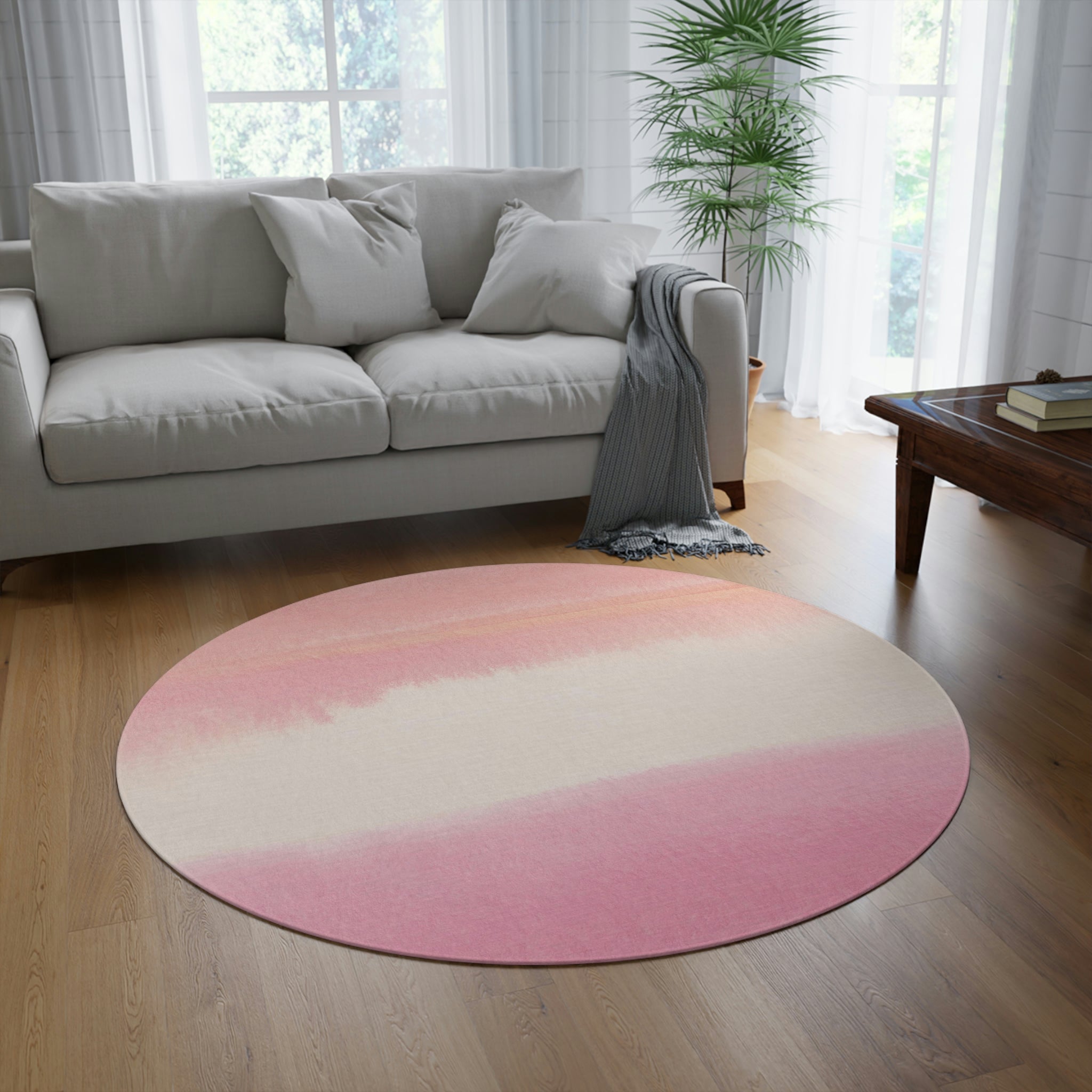 Round Area Rug | Blush Pink Ombre