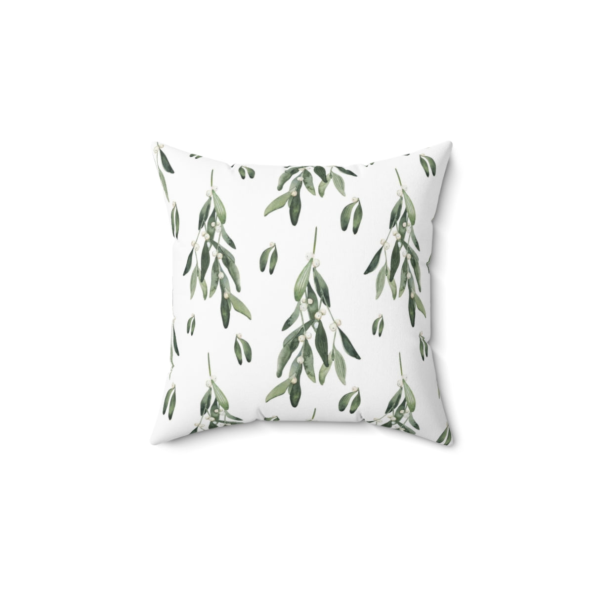 Christmas Square Pillow Cover | White Winter Leaves