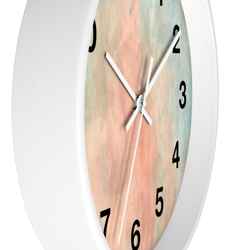 Abstract 10" Wood Wall Clock | Peach Pink Mint Blue