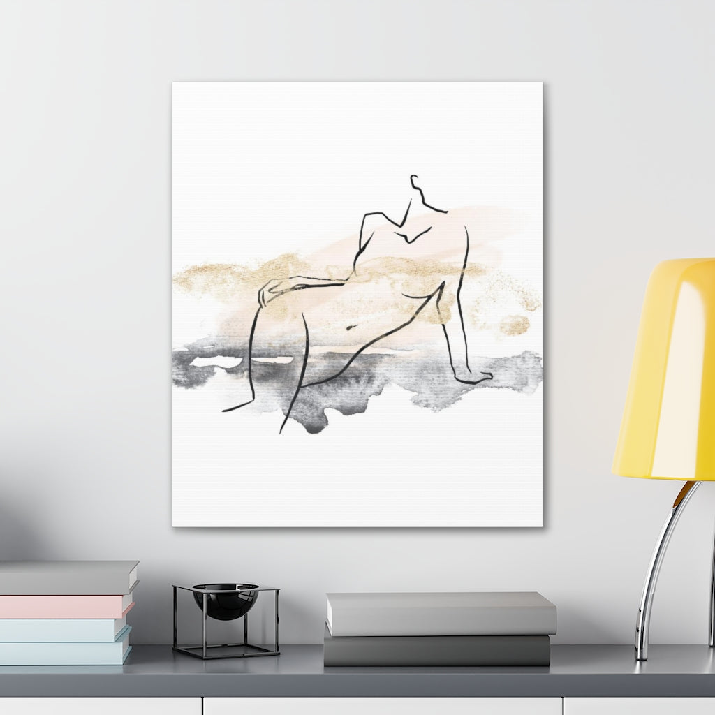 Abstract Canvas Wall Art | White Ombre Female Art