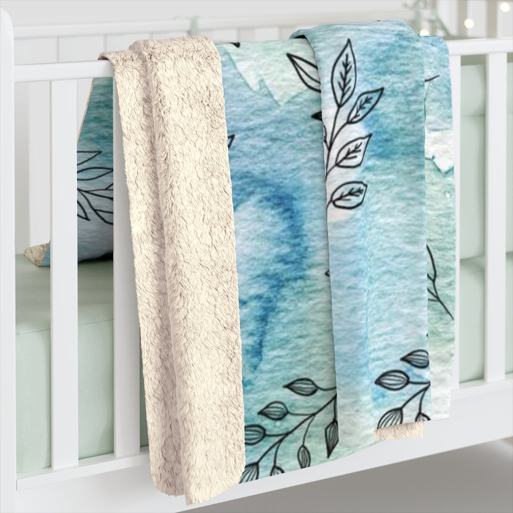 Floral Comfy Blanket | Teal Green Blue Leaves