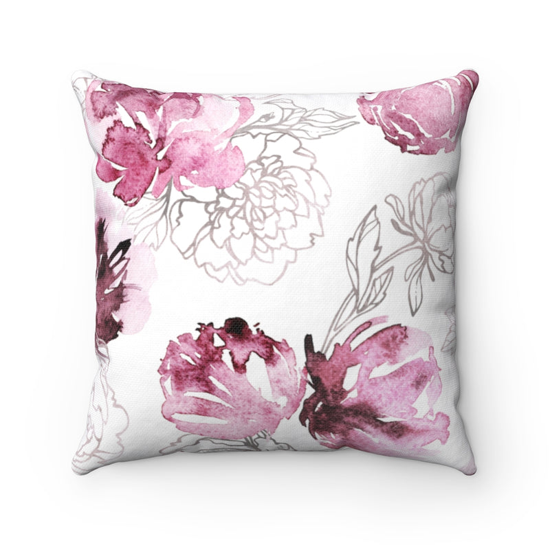 Boho Pillow Cover | Pink Peonies Flowers