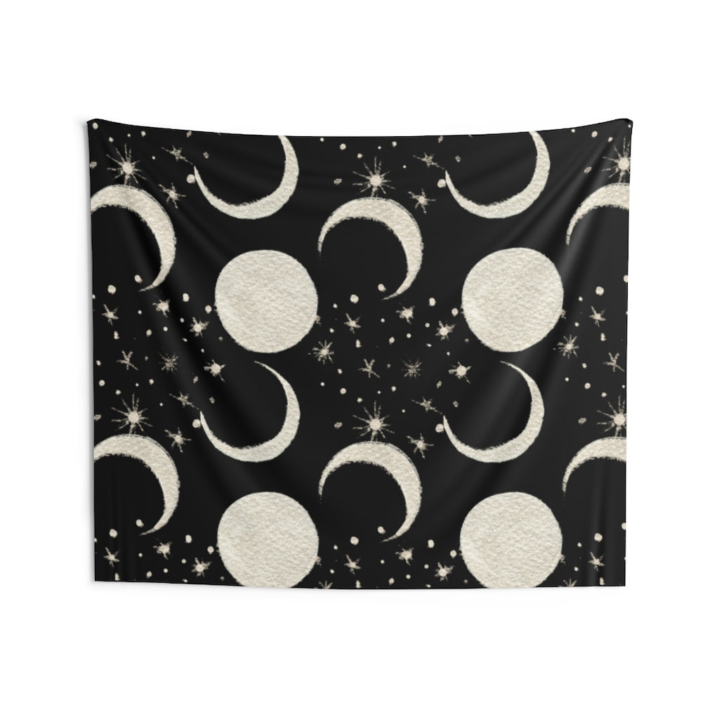 Mystical Tapestry | Beige Black Moon Phases