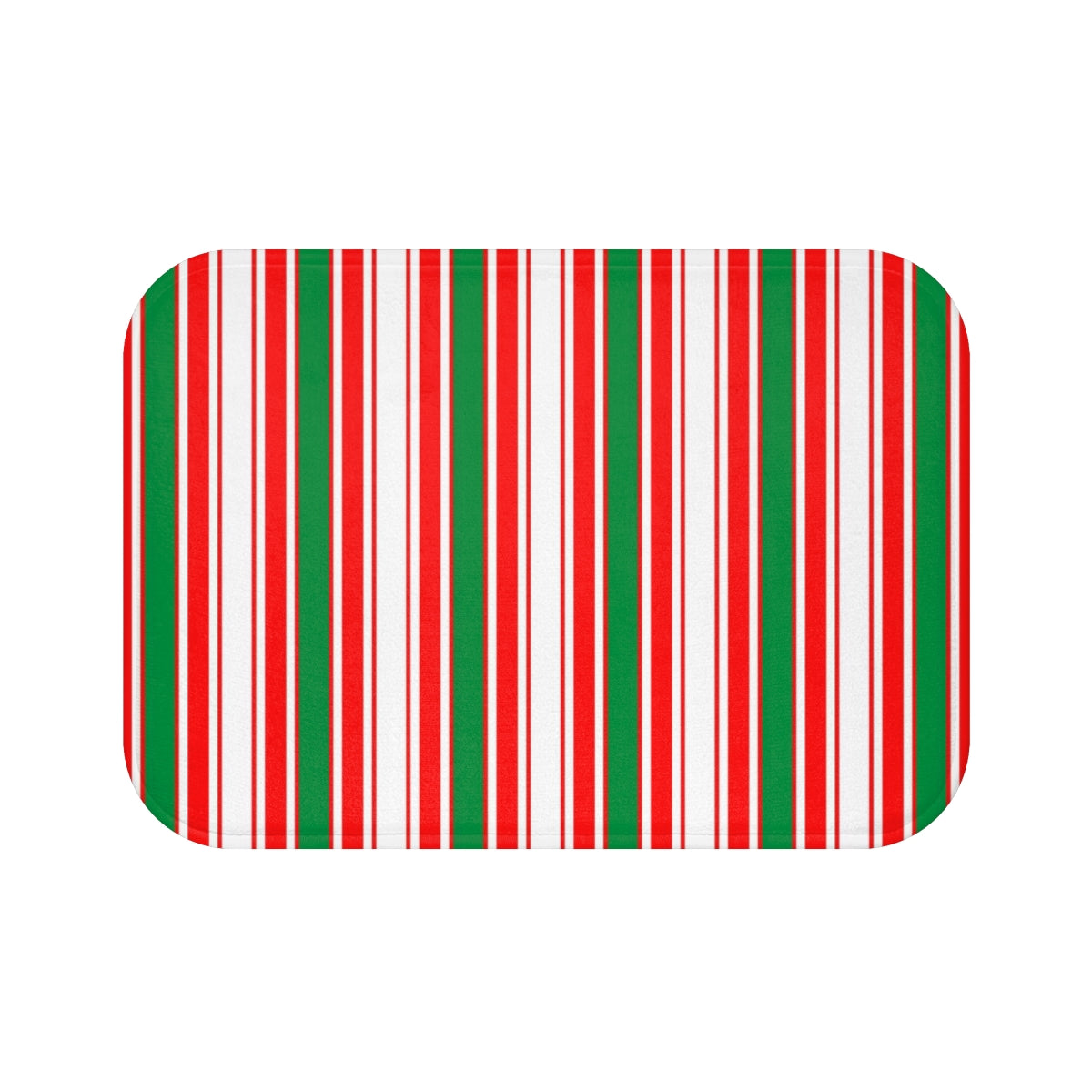 Christmas Bath Mat | Red Green White Vertical Stripes