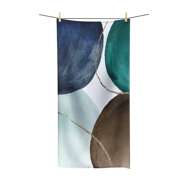 Abstract Bath Towel | navy green brown