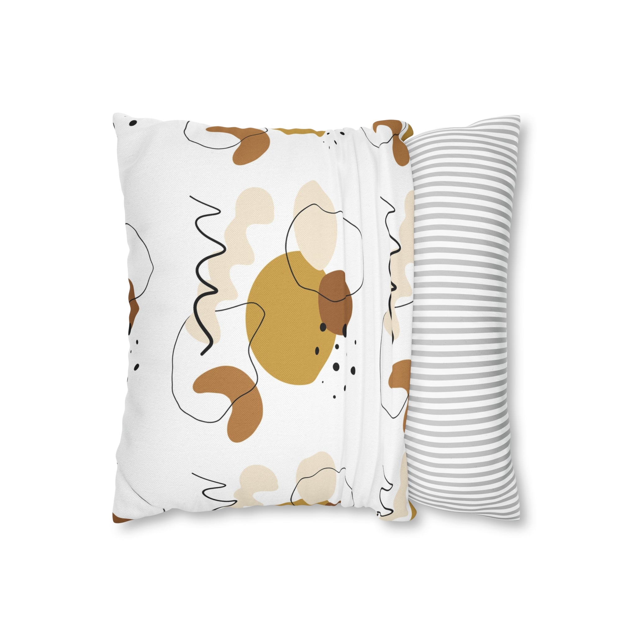 Abstract Boho Pillow Cover | White Beige Black Beige