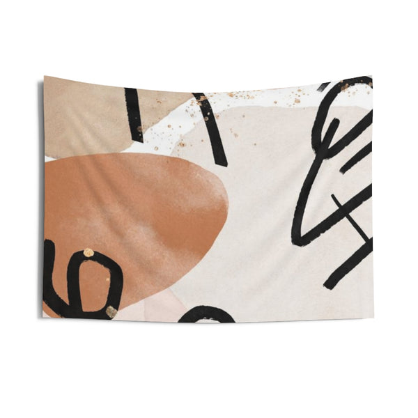 Abstract Tapestry | Beige Rust Black Blush Pink