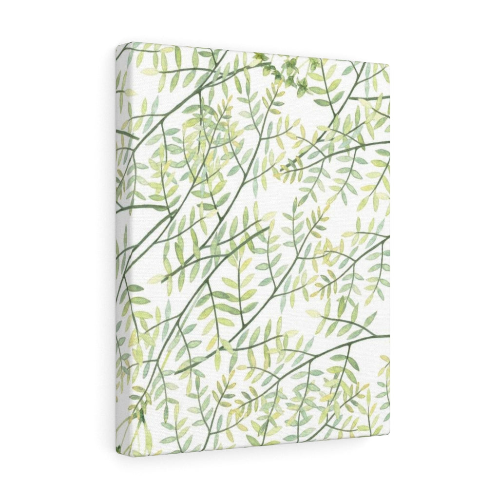 FLORAL WALL CANVAS ART | White Green Yellow Leaves