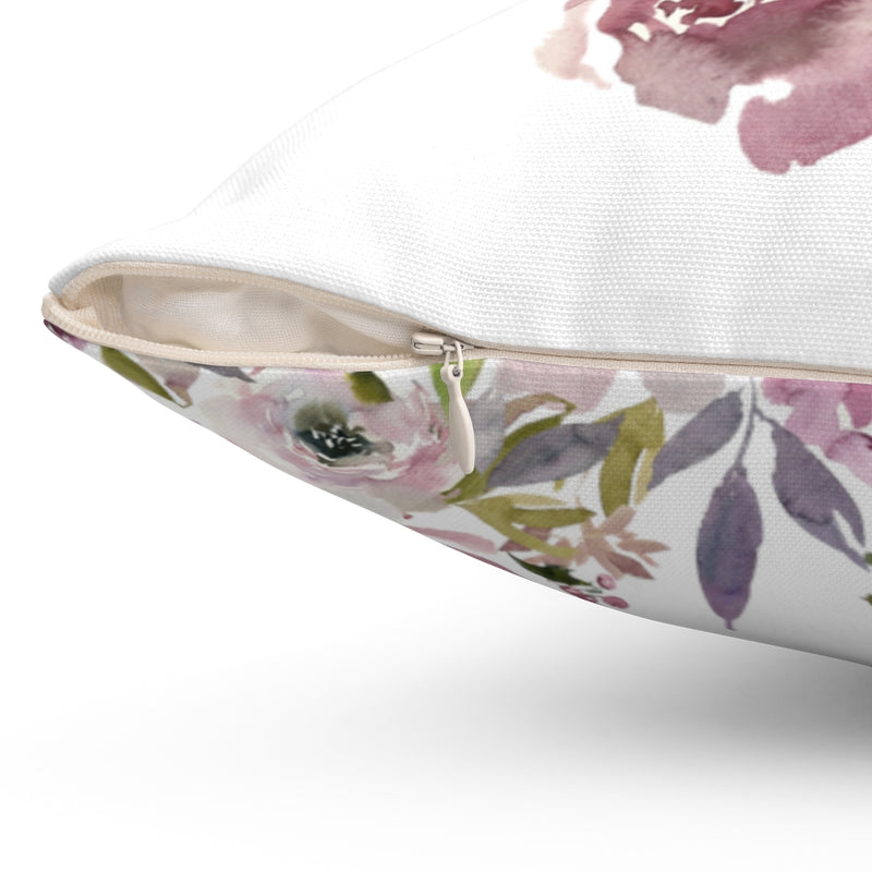 Floral Boho Pillow Cover | Mauve Lavender Blush Pink White