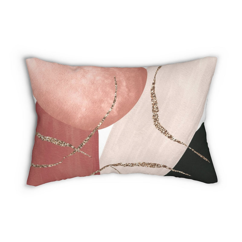 Abstract Boho Lumbar Pillow | Blush Pink Beige Gold