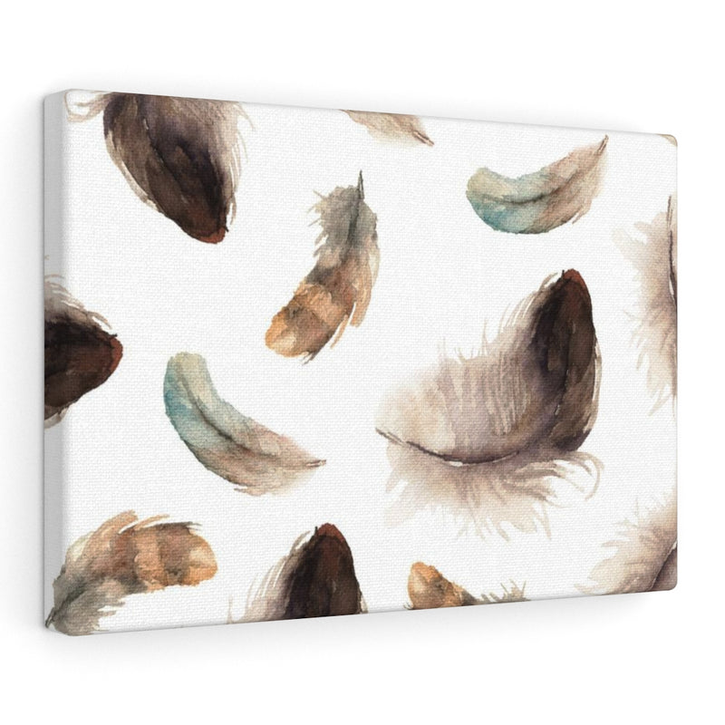 WHIMSICAL WALL CANVAS ART | Brown White Mint Feathers