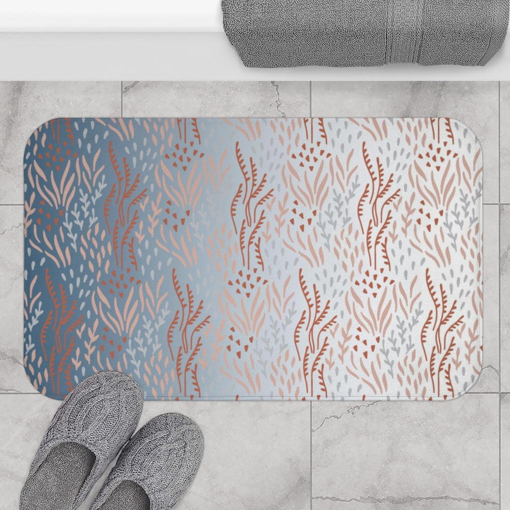 modern floral bath mat