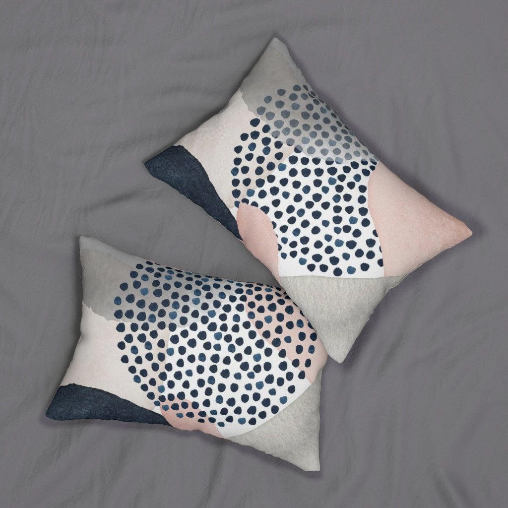 Abstract Boho Lumbar Pillow | Grey Blush Pink Navy Blue