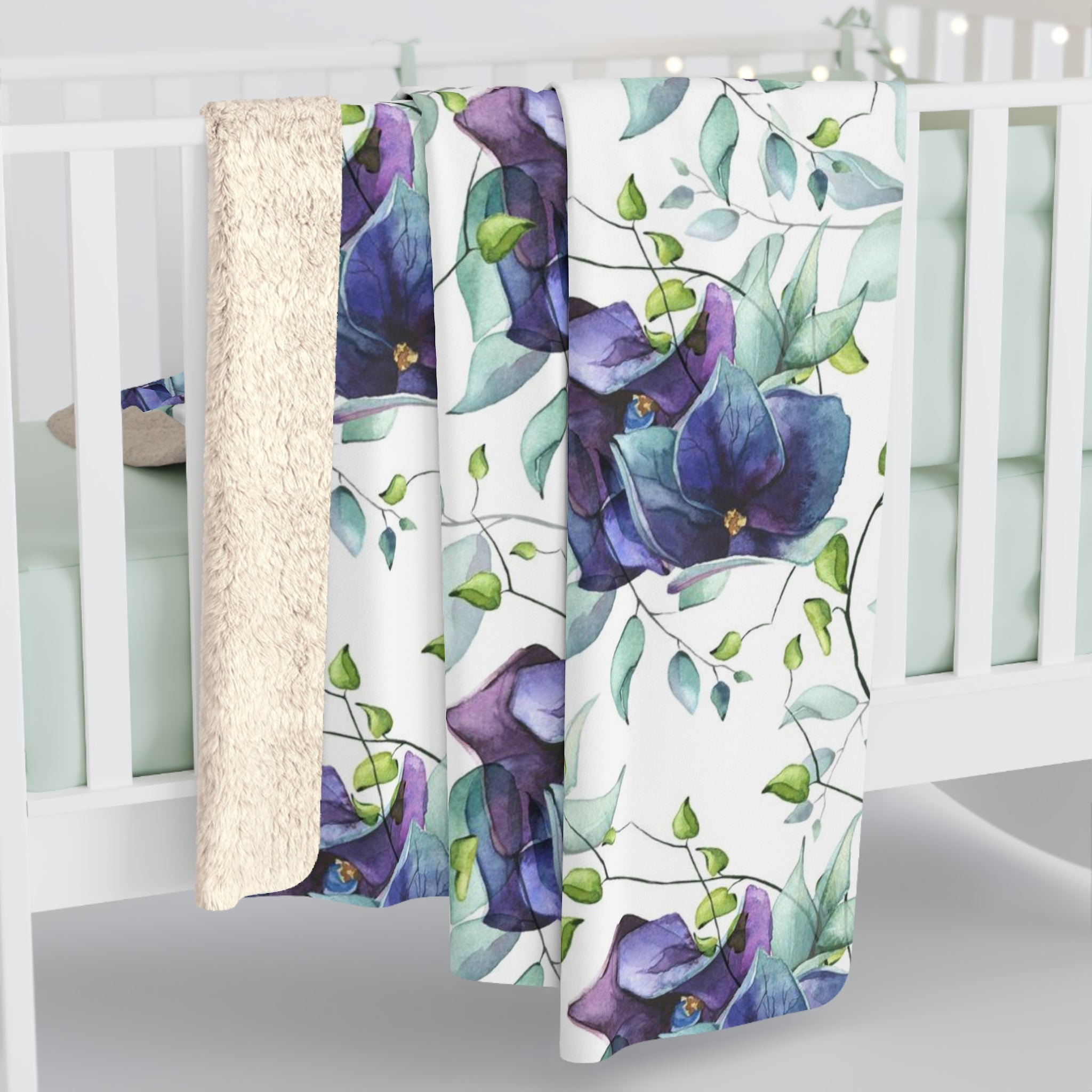 Floral Blanket | Blue Purple White Green Jungle