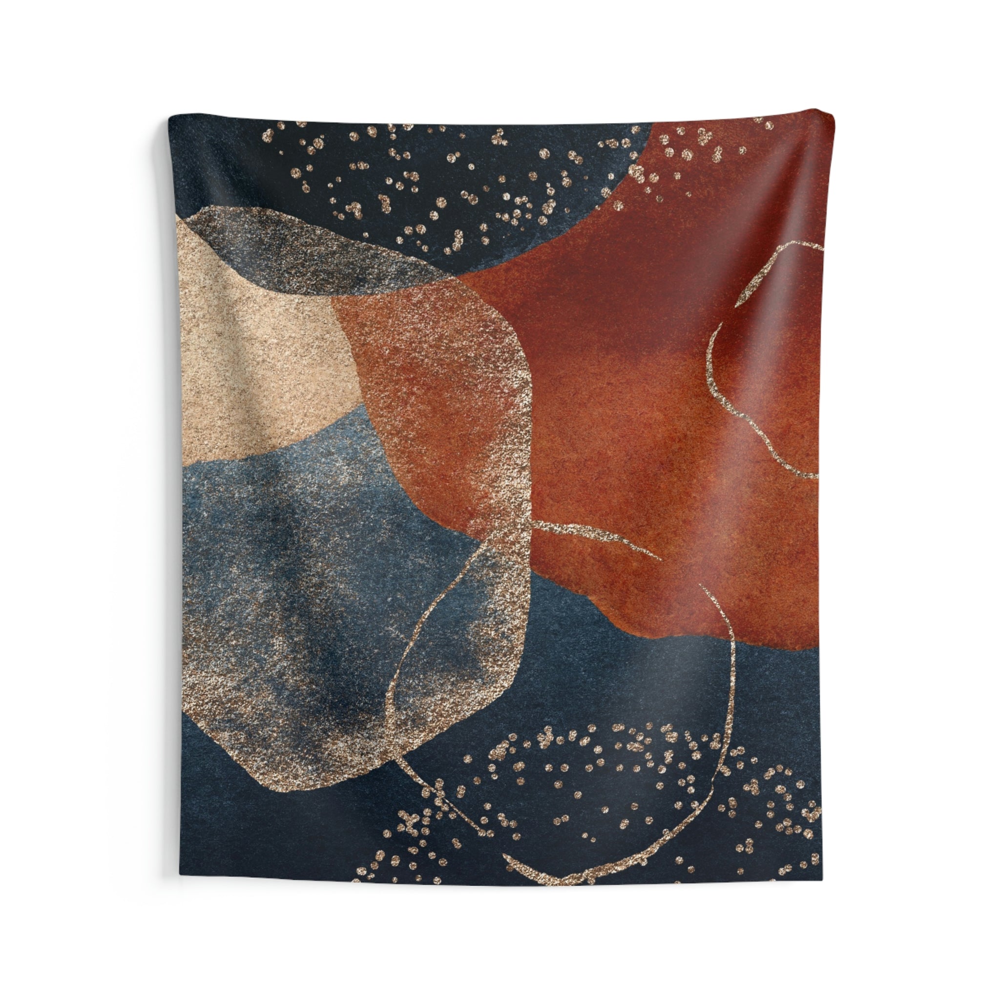 Abstract Tapestry | Navy Blue Gold Rust