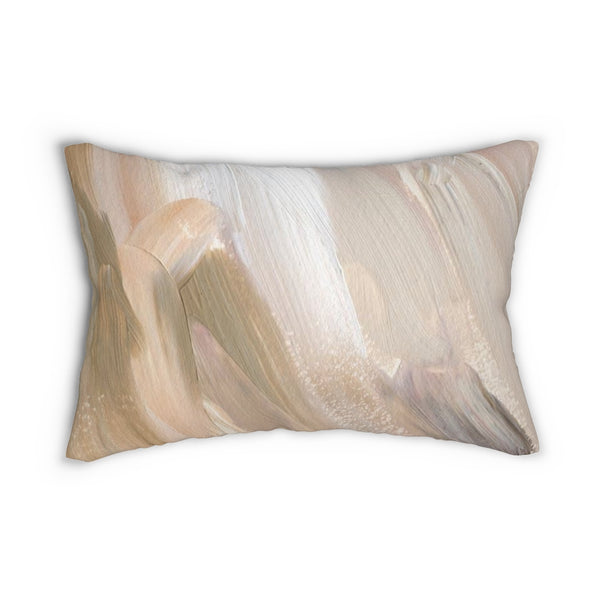 Abstract Boho Lumbar Pillow | Beige Brown White