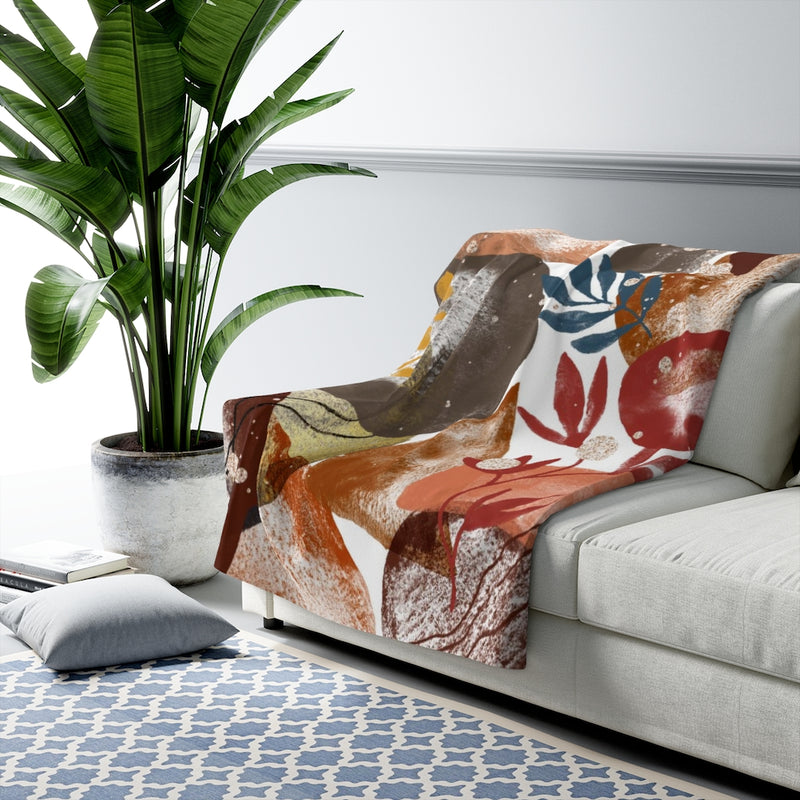 Floral Comfy Blanket | Rust Earthy Abstract