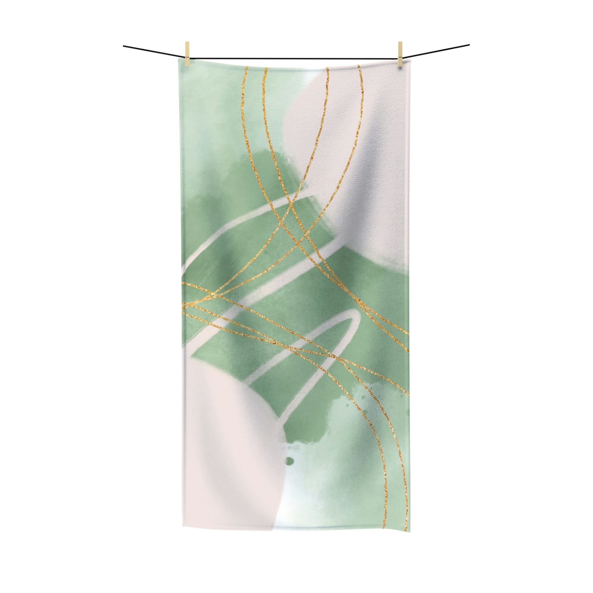 Abstract Boho Bath Towel | Sage Green, Blush Pink