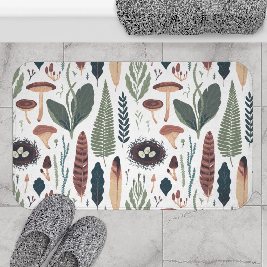 modern floral bath mat