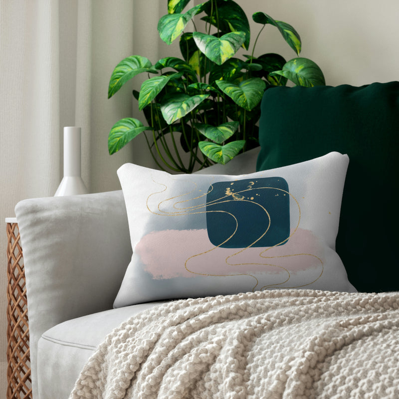 Abstract Lumbar Pillow | Navy Blush Ombre