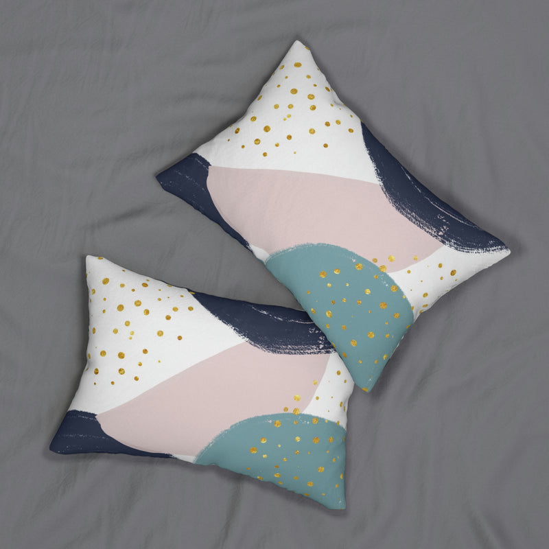 Abstract Lumbar Pillow | Navy Teal White