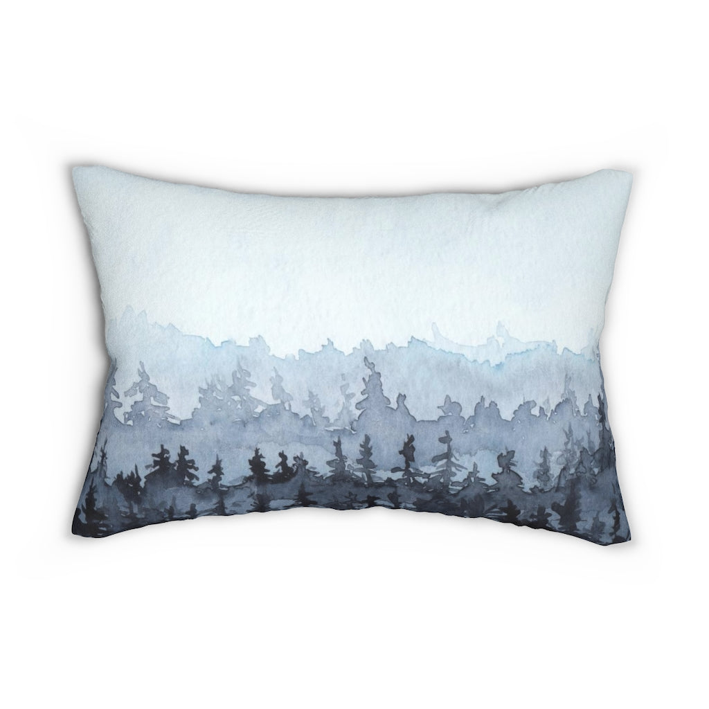 Mystical Boho Lumbar Pillow | Grey Blue Forest