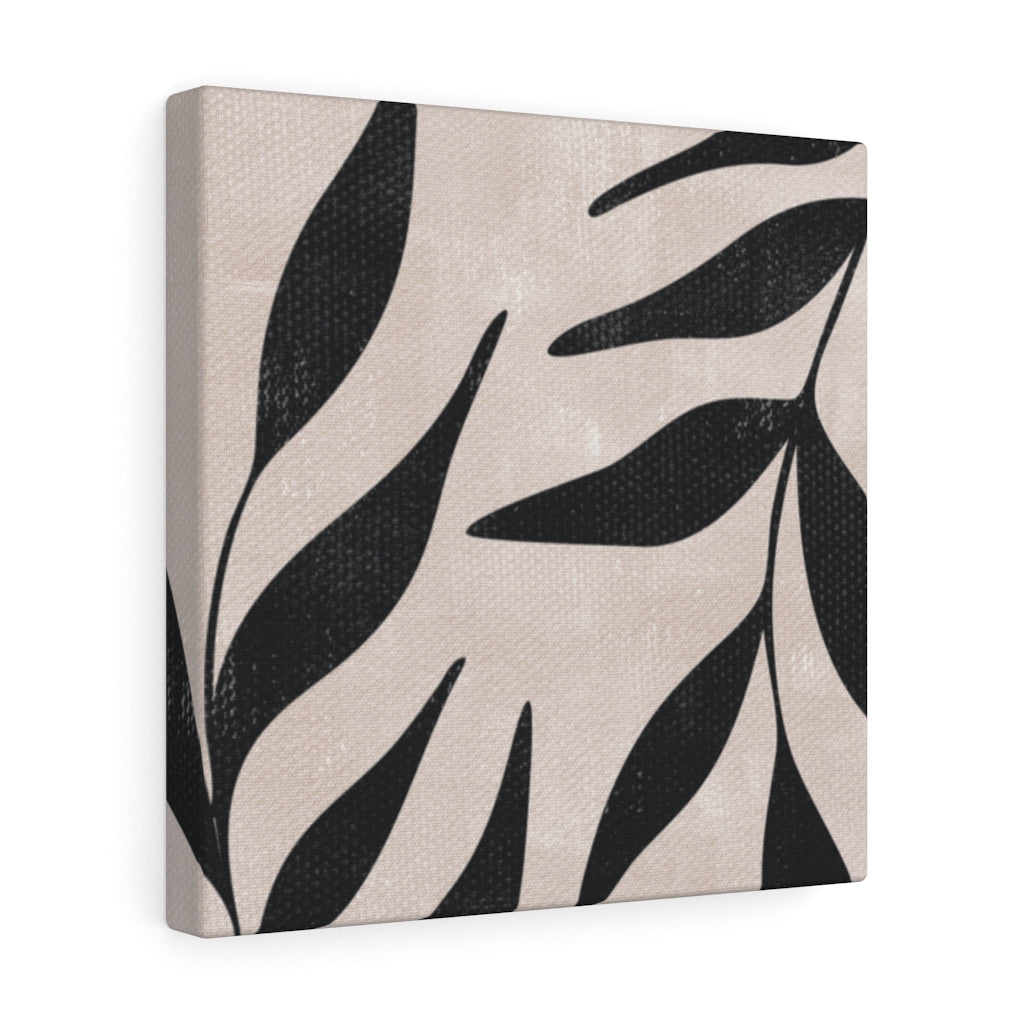 FLORAL CANVAS ART | Beige Black Leaves