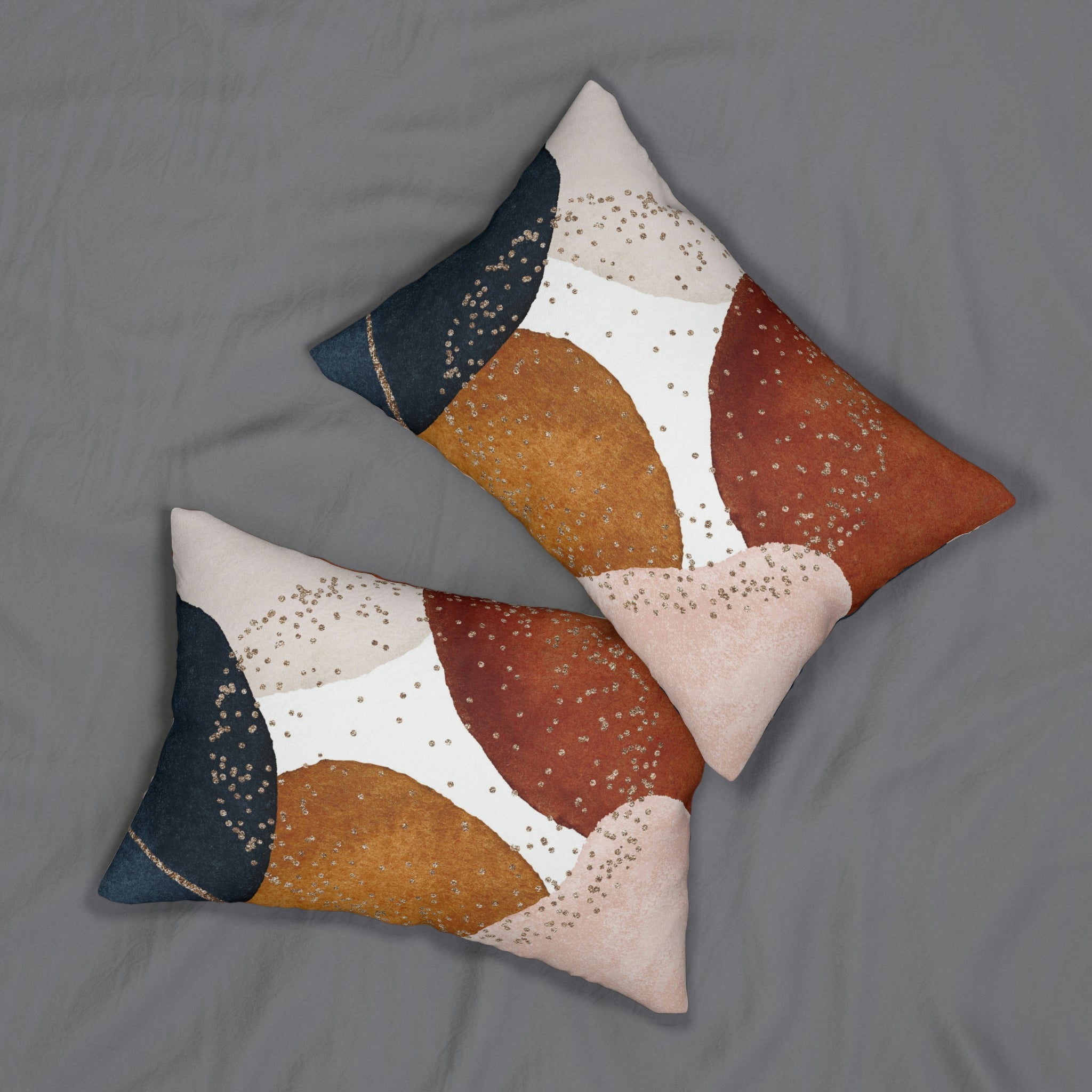 Abstract Boho Lumbar Pillow | Rust Orange Blush Pink Black