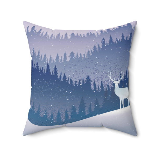 Scandi Nordic Boho Square Pillow Cover | Purple Pink Winter Landscape