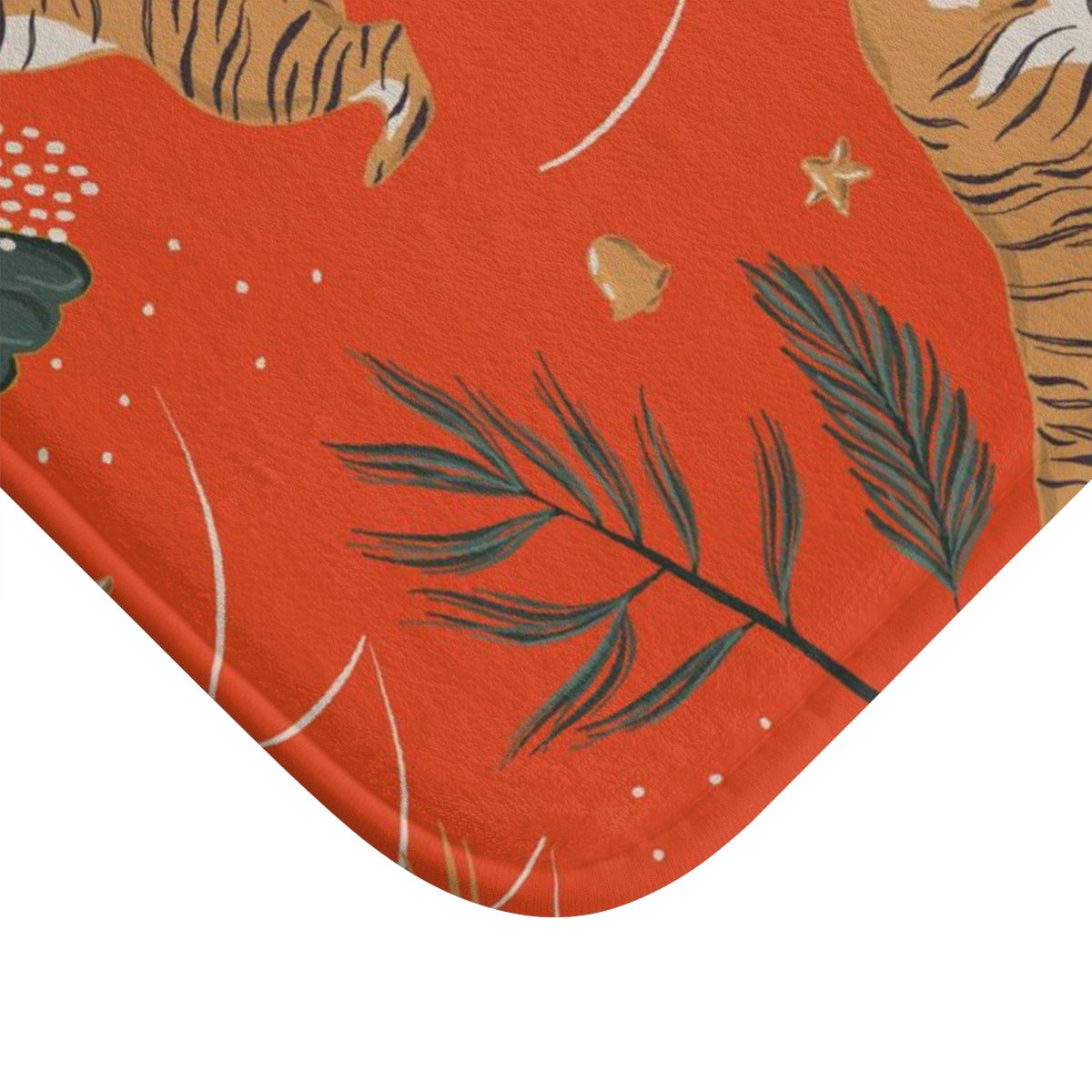 Christmas Bath Mat | Red Festive Trees and Tiger