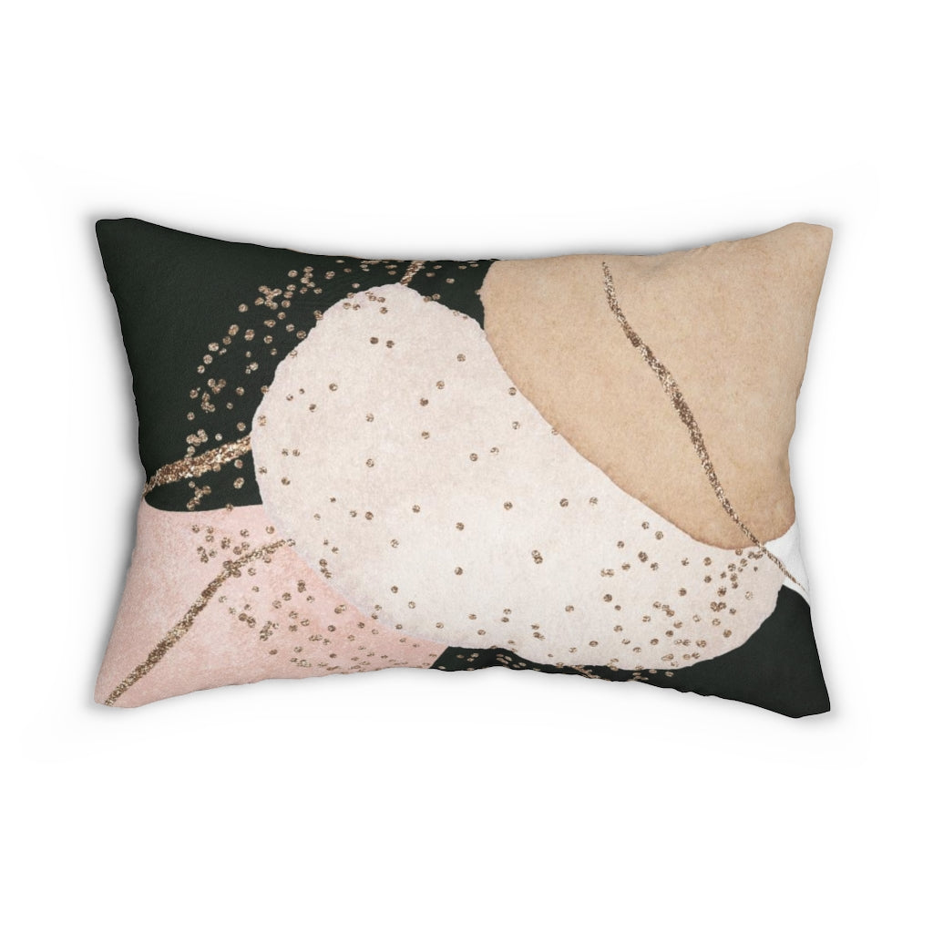 Abstract Boho Lumbar Pillow | Beige Cream Blush Pink