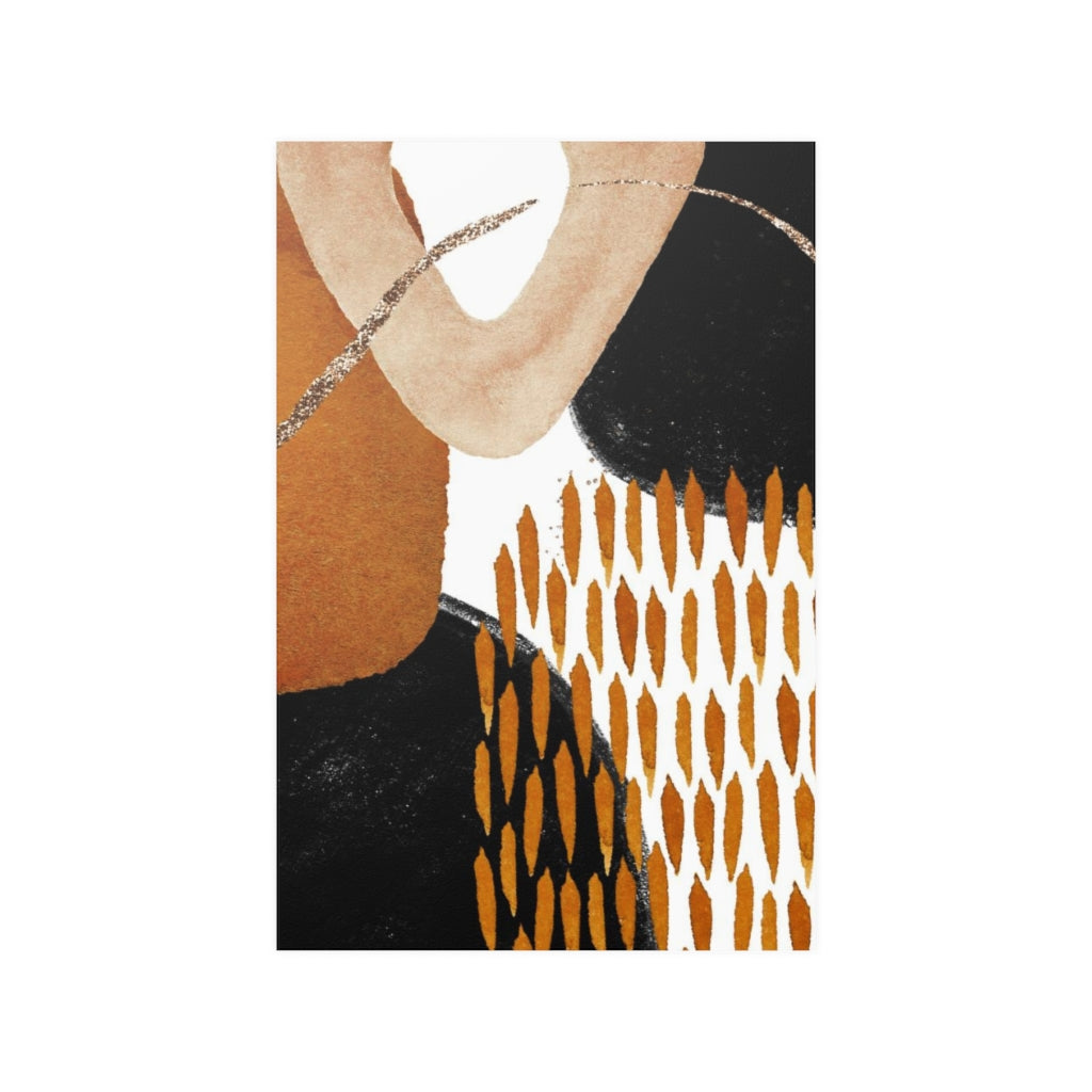 Abstract Boho Art Prints | Burnt Orange Black