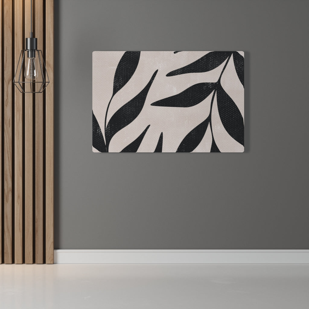 FLORAL CANVAS ART | Beige Black Leaves