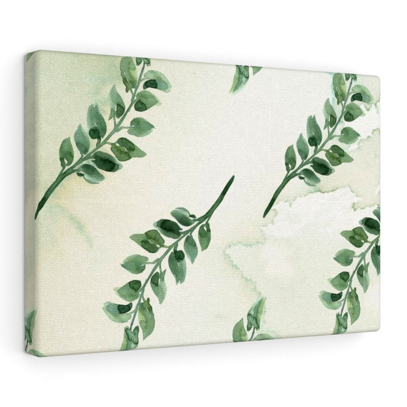 FLORAL WALL CANVAS ART | White Green Leaves