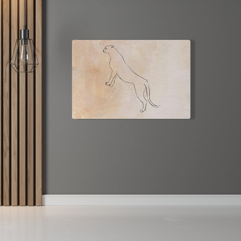 SOUTHWESTERN WALL CANVAS ART | Terracotta One Line Art Big Cat
