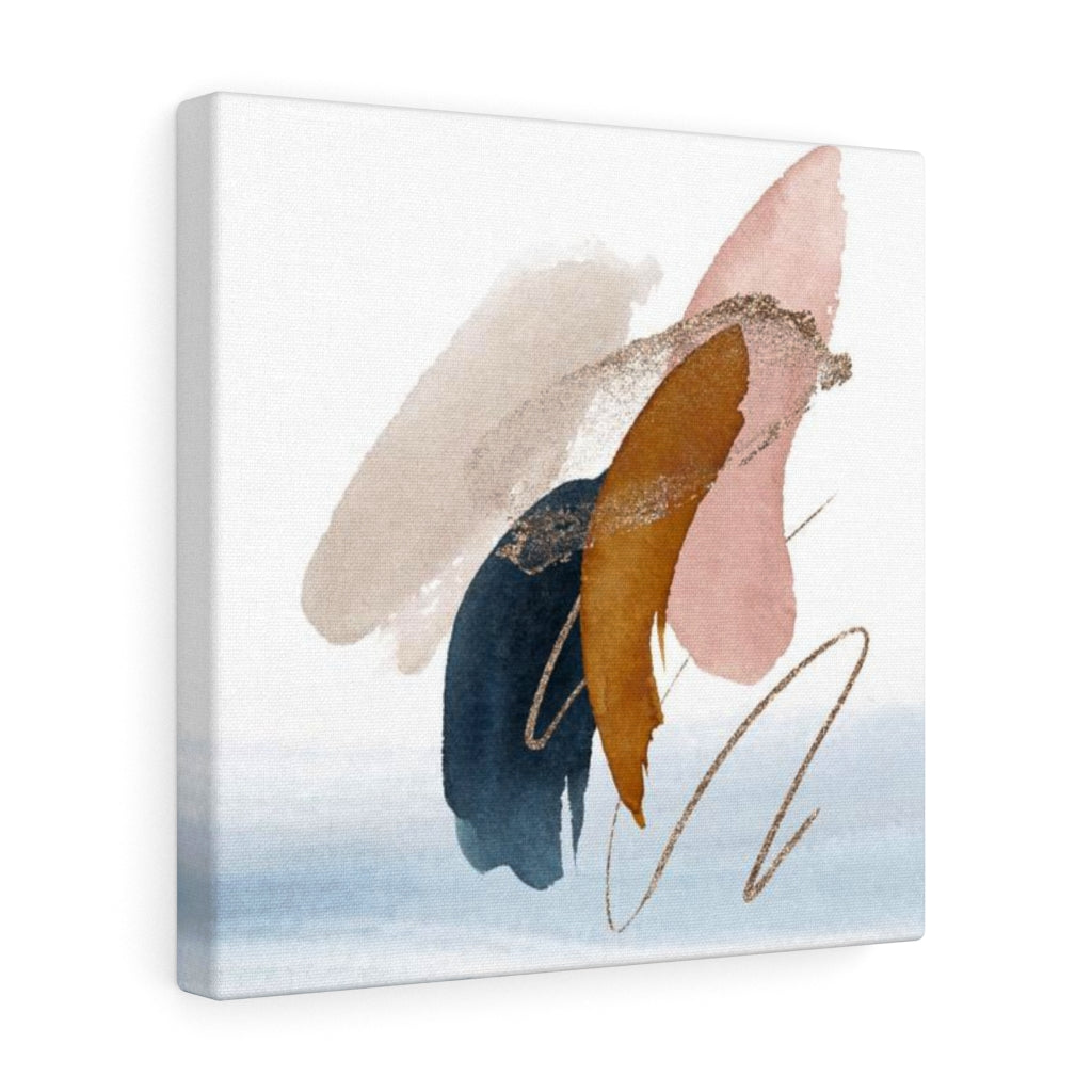 ABSTRACT WALL CANVAS ART | White Blush Pink Navy Blue Cream Gold