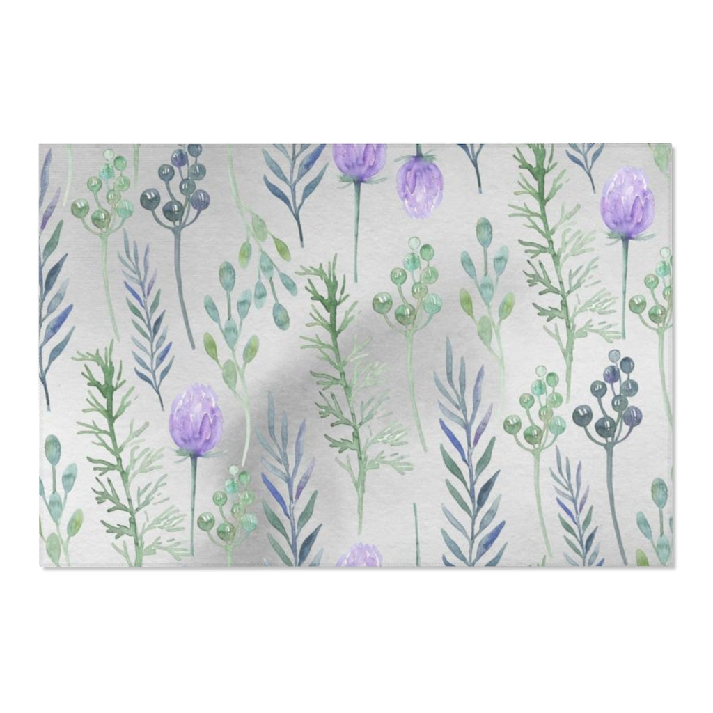 Floral Boho Area Rug | Gray Lavender Green