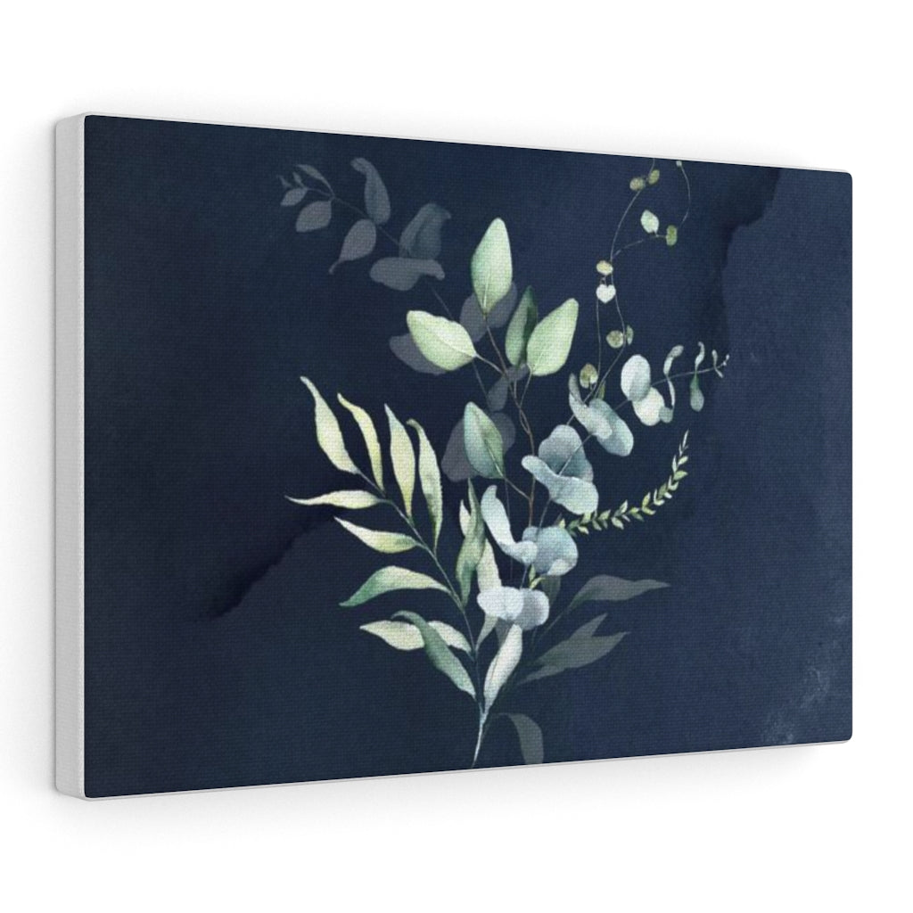 FLORAL WALL CANVAS ART | Navy Blue Green Eucalyptus